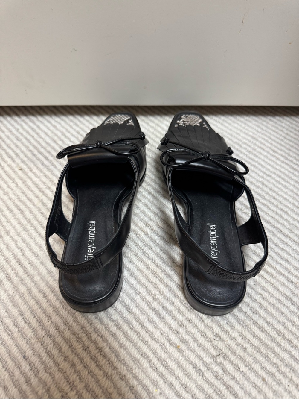 Fringe Slingback Loafers in Black with Snake-Print Accent Leather Size 6 - Picture 4 of 6